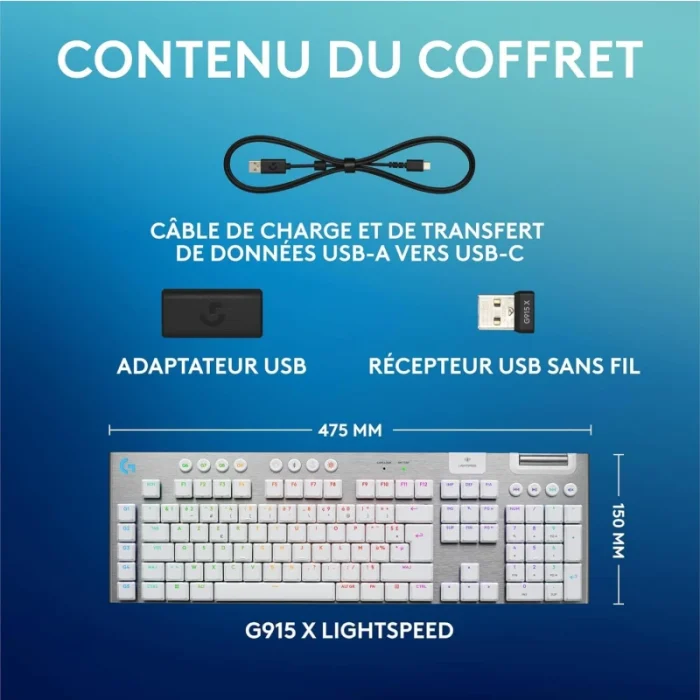 clavier gaming logitech g915 x tkl 920 012737 sans fil noir lightspeed