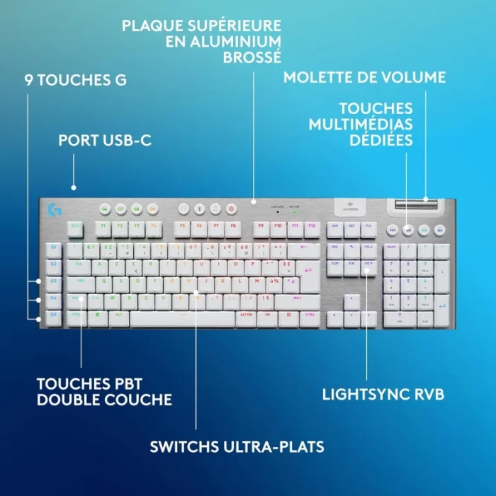 clavier gaming logitech g915 x tkl 920 012737 sans fil noir lightspeed