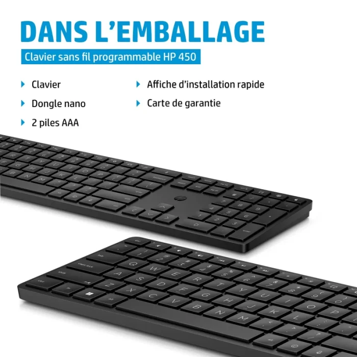 clavier sans fil hp 450 4r184aa noir azerty français