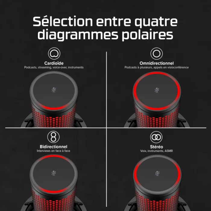 microphone gaming hyperx quadcast 2 872v1aa noir