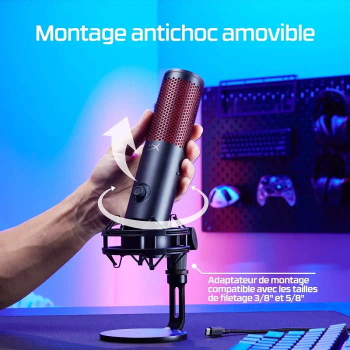 microphone gaming hyperx quadcast 2 872v1aa noir