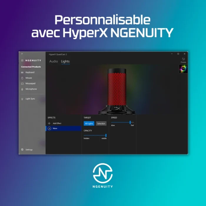 microphone gaming hyperx quadcast 2 872v1aa noir