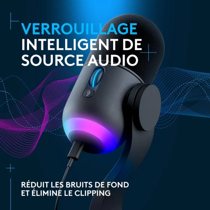 microphone gaming logitech yeti gx rgb dynamique noir (988 000569)
