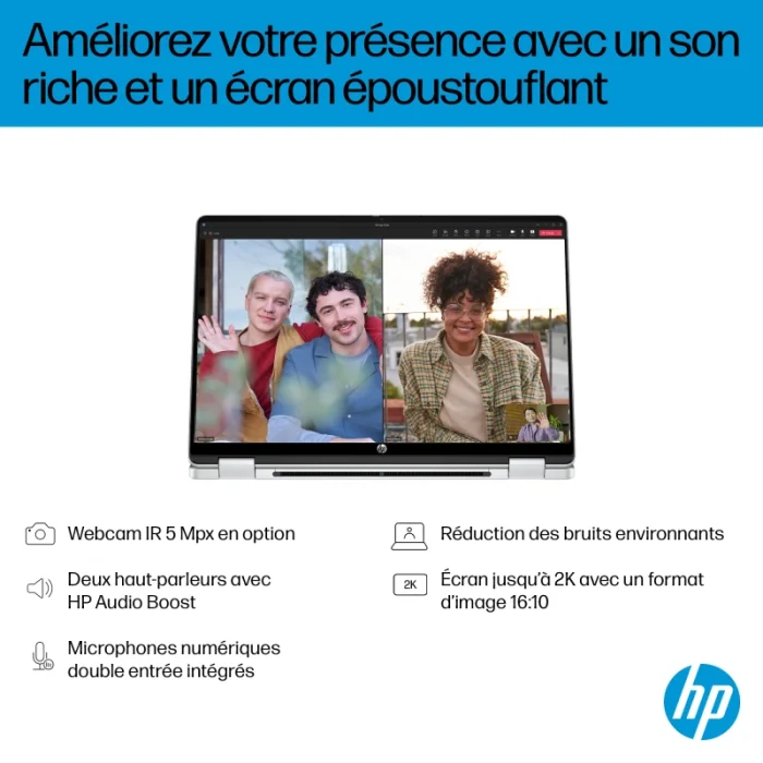 ordinateur portable convertible hp omnibook 5 flip x360 14 km0001nk ultra 7 tactile (d3pn7ea)