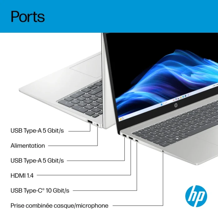 ordinateur portable hp 15 fd2007nk core ultra 5 225u 15 pouces (d3pp2ea)