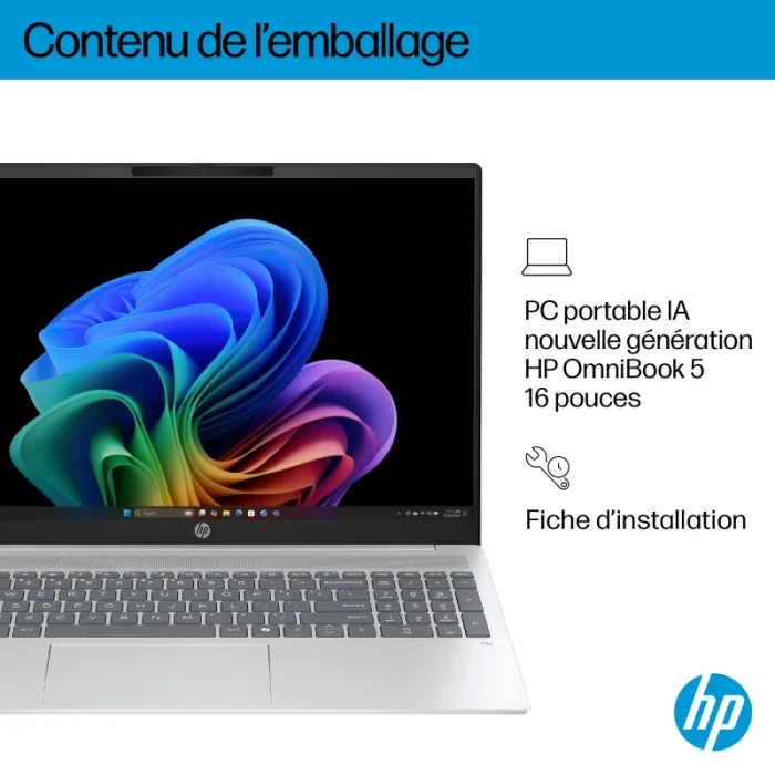 ordinateur portable hp omnibook 5 ai 16 af1005nk core ultra 7 16 pouces (d82t2ea)