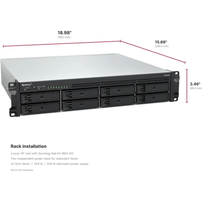 serveur nas synology rackstation rs1226rp+ 8 baies amd ryzen