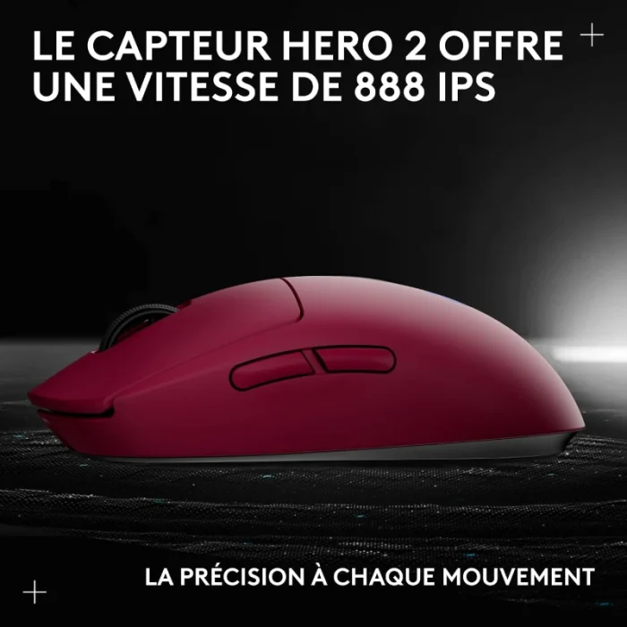 souris gaming sans fil logitech pro 2 lightspeed rose (910 007310)