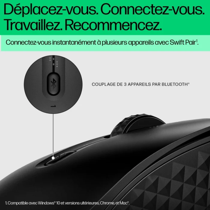 souris sans fil hp 420 noir programmable ergonomique (7m1d3aa)