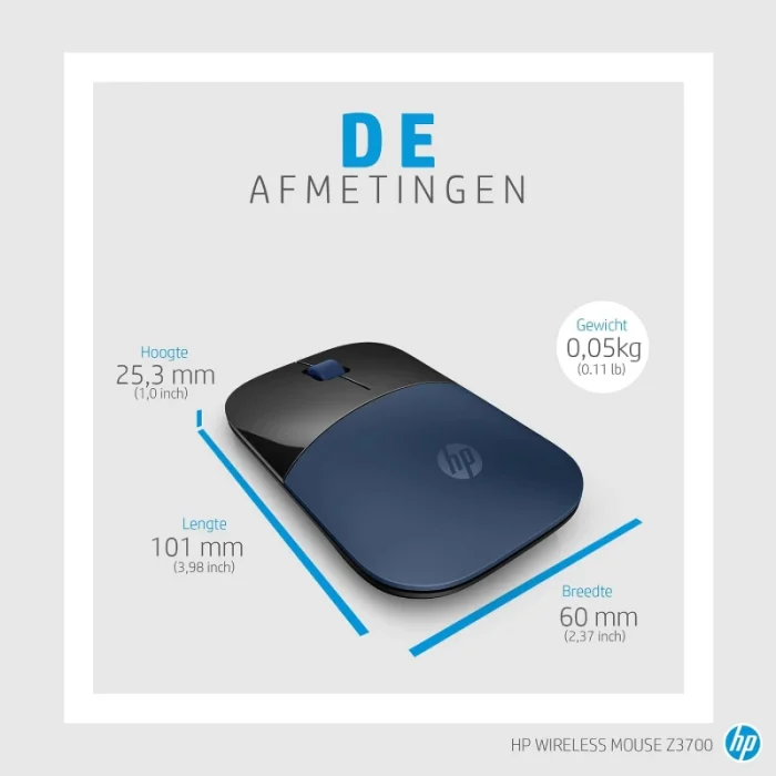 souris sans fil hp z3700 7uh88aa bleue usb