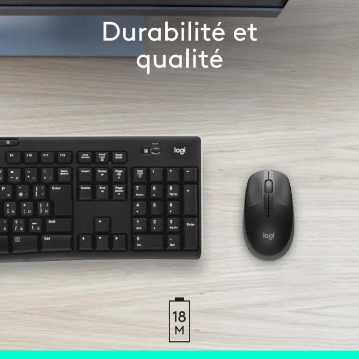 souris sans fil logitech m190 full size 2,4ghz gris anthracite (910 005905)