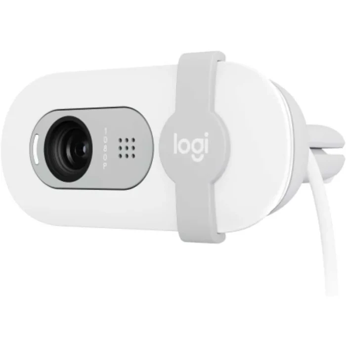 webcam logitech brio 100 full hd caméra usb off white (960 001617)