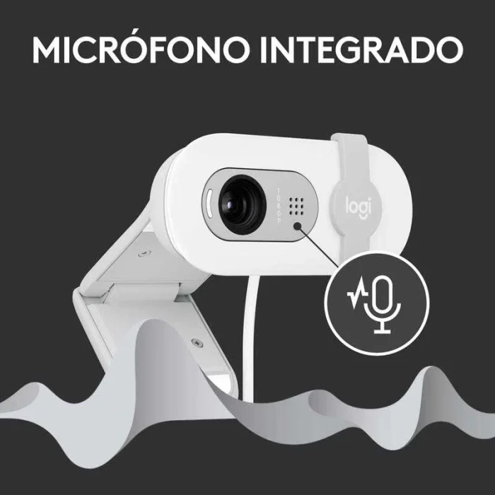webcam logitech brio 100 full hd caméra usb off white (960 001617)